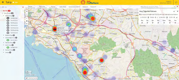 Shell FiloPlatform canlı harita ekranı